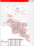 Los Angeles-Orange County, CA Digital Map Red Line Style